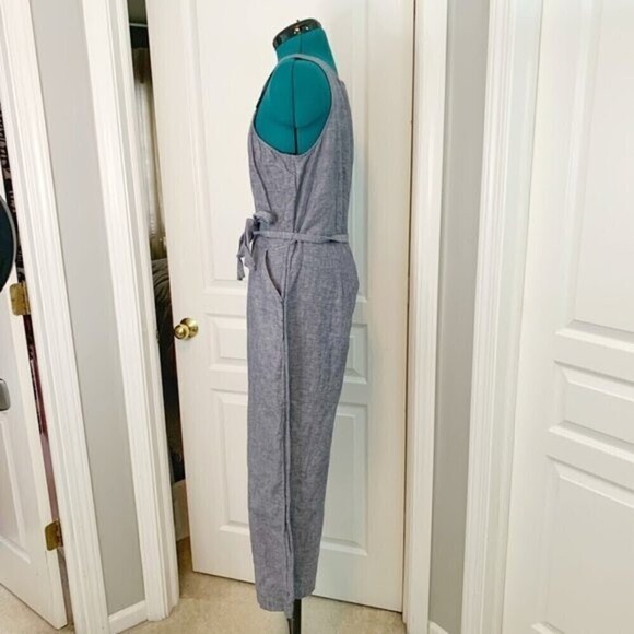 GAP Chambray One Piece Sleeveless Wide Leg Capri Summer Romper Jumpsuit - Picture 9 of 16